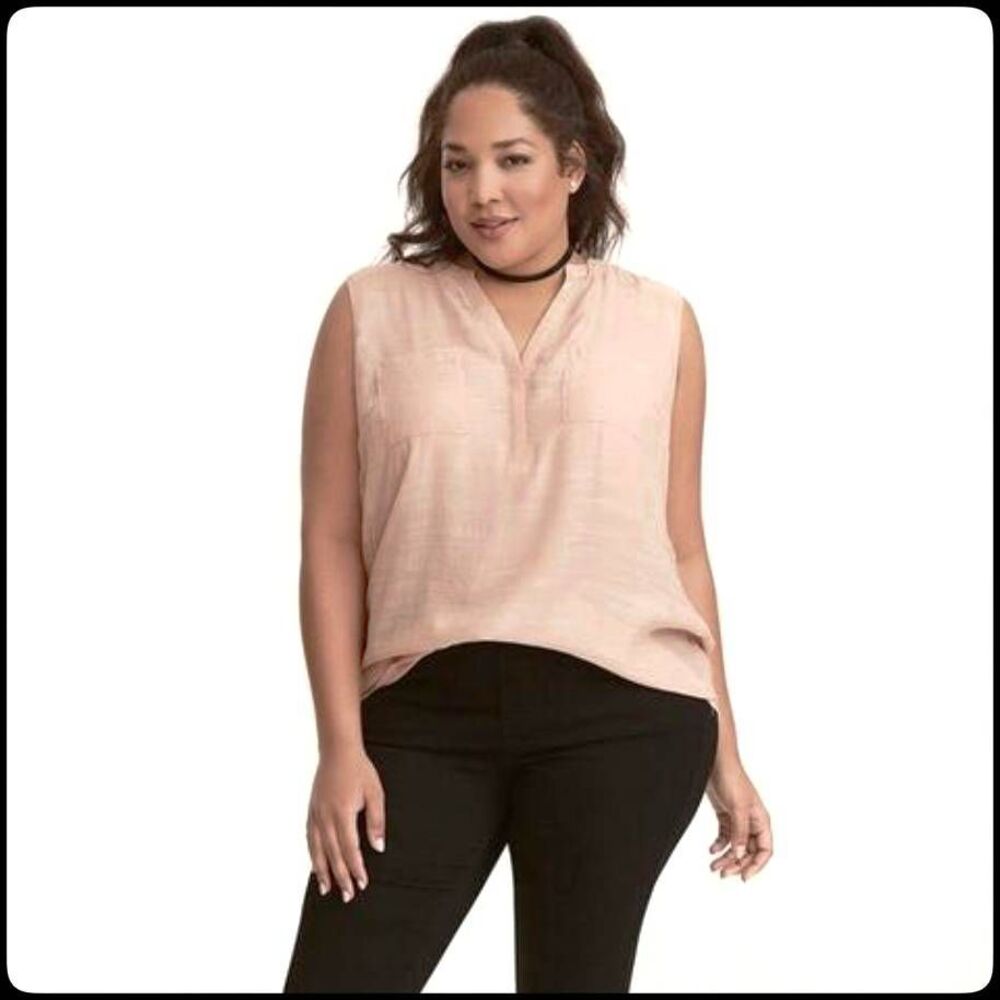 TORRID Harper Blush Pink Sleeveless Pocket Button Pullover Lightweight Top 0